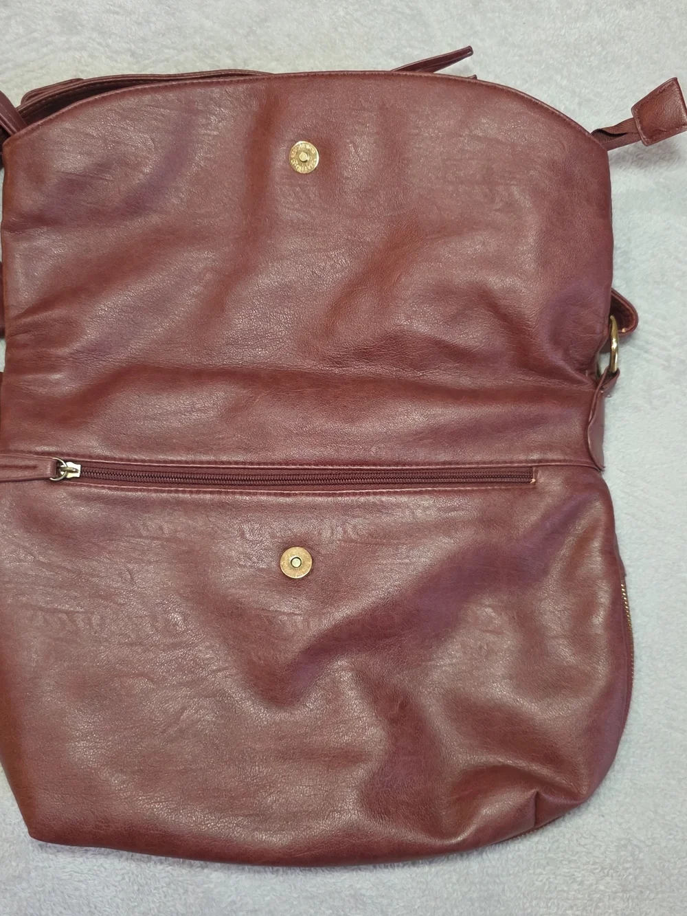 Burgundy Foldover Hobo Shoulder Bag Tassel Purse